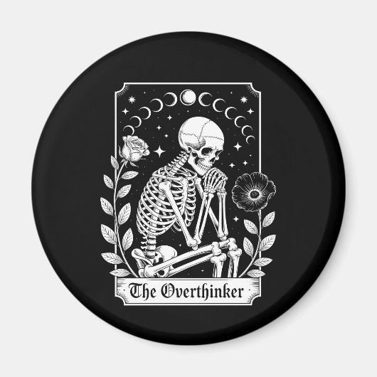 Halloween Dark Gothic Skeleton Overthinker Magnet (Vorne)