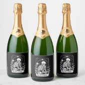 Halloween Dark Gothic Skeleton Overthinker Schaumweinetikett (Flaschen)