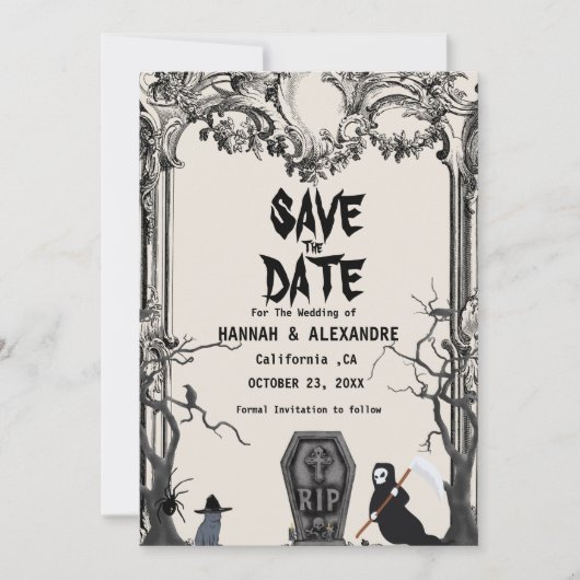 Halloween Dark Moody Gothic Wedding Save the Date (Vorderseite)
