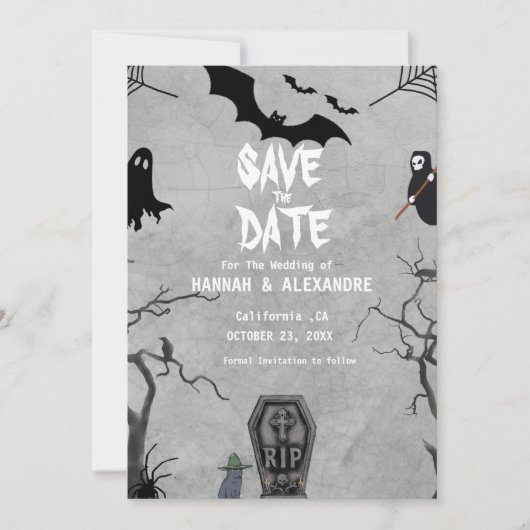Halloween Dark Moody Gothic Wedding Save the Date (Vorderseite)