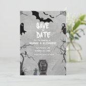 Halloween Dark Moody Gothic Wedding Save the Date (Stehend Vorderseite)