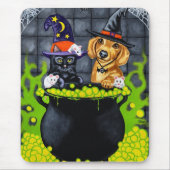 Halloween, das herauf Problem - Dackel und Katze Mousepad (Vorne)