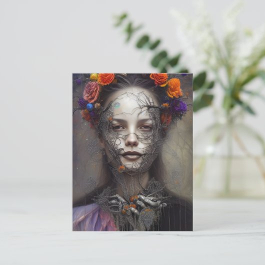 Halloween Day of the Dead Goddess Postcard Postkarte (Stehend Vorderseite)