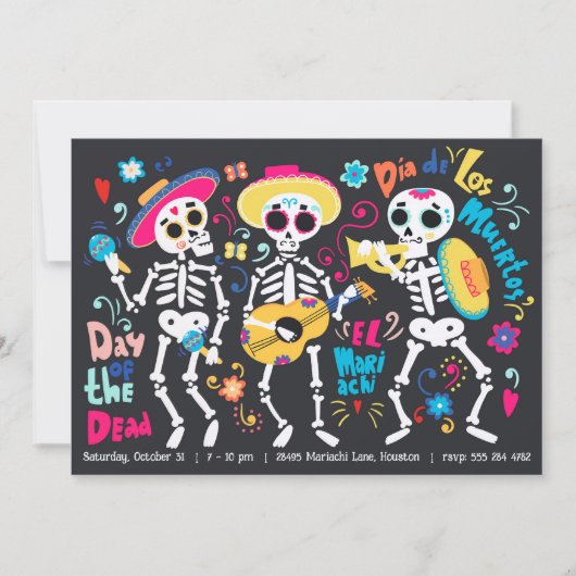 Halloween Day of the Dead Party Einladung (Vorderseite)