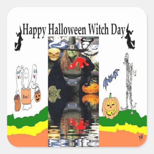 Halloween Day Square Stickers (Vorderseite)
