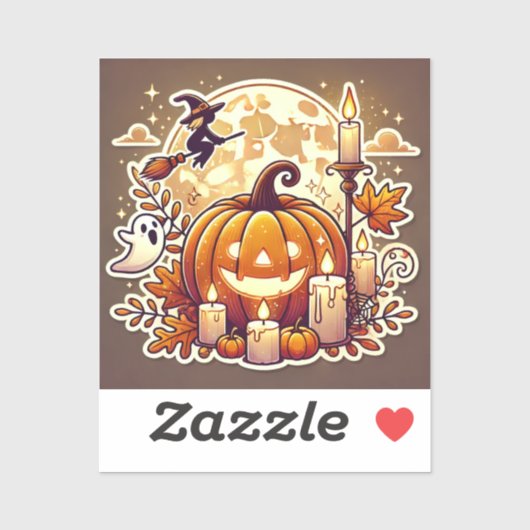 Halloween Decal - Pumpkin, Hexe, Geist und Vollmon Aufkleber (Blatt)
