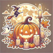 Halloween Decal - Pumpkin, Hexe, Geist und Vollmon Aufkleber (Vorderseite)