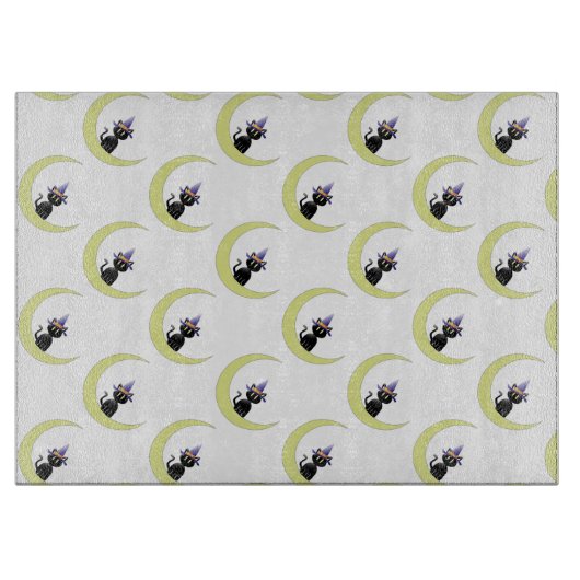 Halloween Decorative Glass Cutting Board/Black Cat Schneidebrett (Vorderseite)