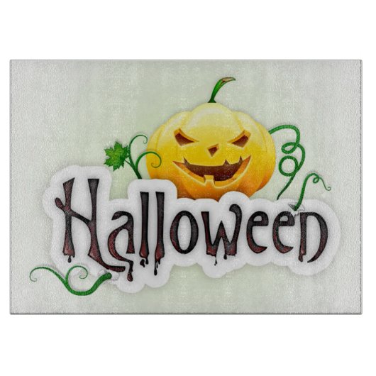 Halloween Decorative Glass Cutting Board/Pumpkin Schneidebrett (Vorderseite)