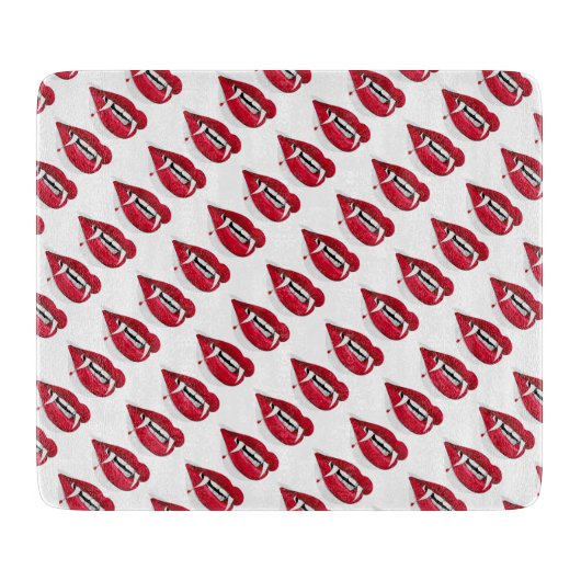 Halloween Decorative Glass Cutting Board/Zähne Schneidebrett (Vorderseite)