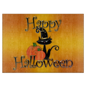 Halloween Decorative Glasschneider/Schwarze Katze Schneidebrett