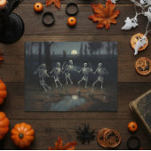 Halloween Decoupage Dancing Skelette Postkarte
