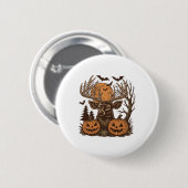 Halloween Deer Spooky Forest Buck Pumpkin Jagd Button (Vorne & Hinten)