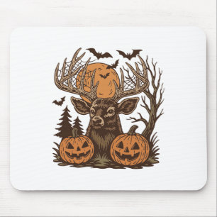 Halloween Deer Spooky Forest Buck Pumpkin Jagd Mousepad