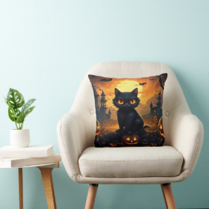 Halloween-Dekor schwarze Katze Kissen
