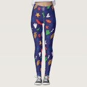 Halloween-Dekorationen auf Royal Blue Leggings (Vorderseite)