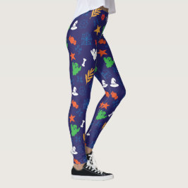 Halloween-Dekorationen auf Royal Blue Leggings