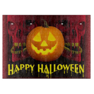 Halloween-Dekoratives Glas-Schneidbrett/Totenköpfe Schneidebrett