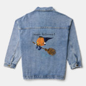 Halloween Denim Jacket Funny Witch Pumpkin Flying Jeansjacke (Rückseite)