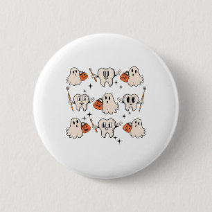 Halloween Dentalhygienist Teeth Ghost Pum Button