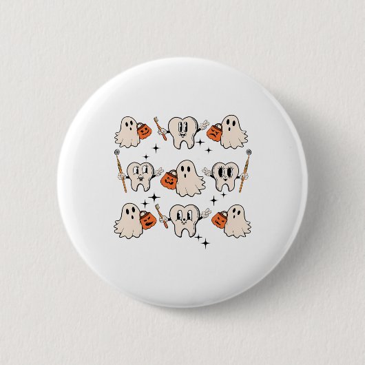 Halloween Dentalhygienist Teeth Ghost Pum Button (Vorderseite)