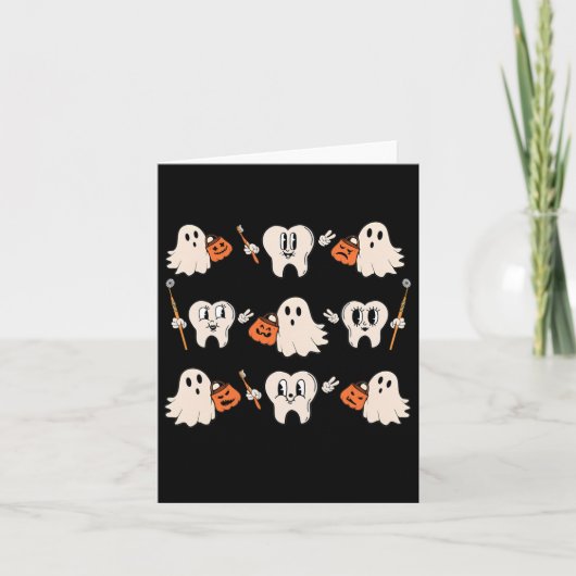 Halloween Dentalhygienist Teeth Ghost Pum Karte (Vorderseite)