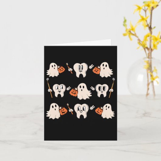 Halloween Dentalhygienist Teeth Ghost Pum Karte (Gelbe Blume)