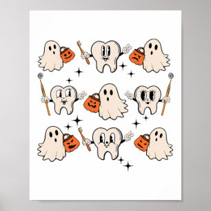 Halloween Dentalhygienist Teeth Ghost Pum Poster