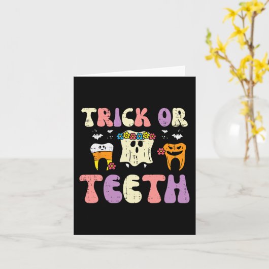 Halloween Dentist Trick oder Zähne Zahnstochkosten Karte (Gelbe Blume)