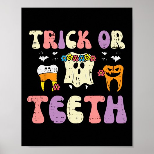 Halloween Dentist Trick oder Zähne Zahnstochkosten Poster (Vorne)