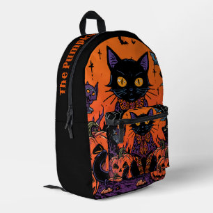 Halloween,Der Kürbisfeld Streuner ,Schwarze Katze Bedruckter Rucksack
