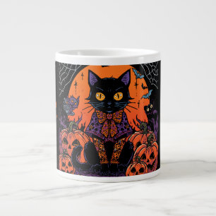 Halloween, Der Kürbisfeld-Streuner, Schwarze Katze Jumbo-Tasse