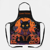 Halloween,Der Kürbisfeld Streuner ,Schwarze Katze Schürze (Vorderseite)