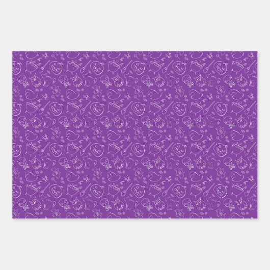 Halloween Design Elements Owls Pumpkins Cauldrons Geschenkpapier Set (Vorderseite)