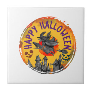 Halloween-Design Frohes Halloween Hexe Fliese