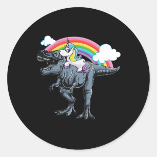 Halloween Design für Kinder Unicorn Riding Dinosau Runder Aufkleber