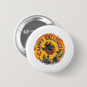 Halloween Design Happy Halloween Hexe Button (Vorne & Hinten)