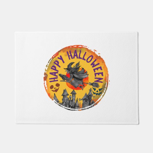 Halloween Design Happy Halloween Hexe Fußmatte (Vorderseite)
