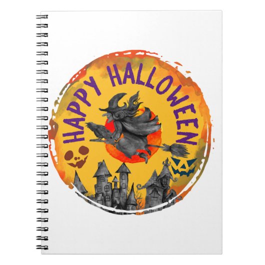 Halloween Design Happy Halloween Hexe Notizblock (Vorderseite)