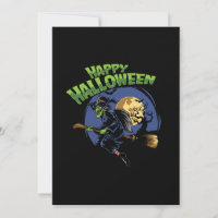 Halloween-Design Hexe und fliegender Besen