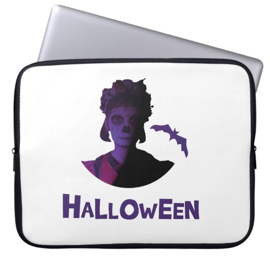 Halloween-Design mexikanischer Mädchen und Flederm Laptopschutzhülle (Vorderseite)