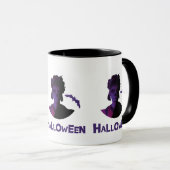 Halloween-Design mexikanischer Mädchen und Flederm Tasse (VorderseiteRechts)
