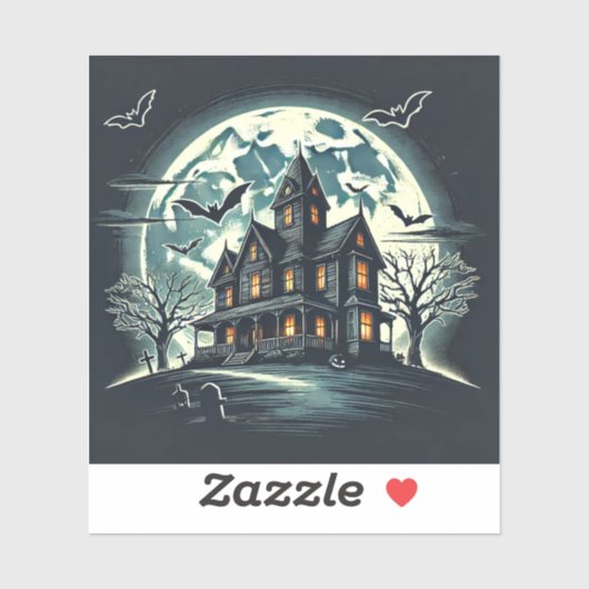 Halloween-Design mit einem spöttisch Spuk Haus Aufkleber (Blatt)