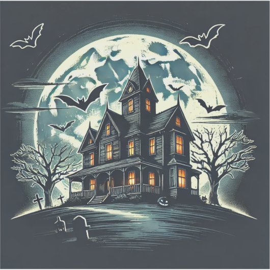 Halloween-Design mit einem spöttisch Spuk Haus Aufkleber (Vorderseite)