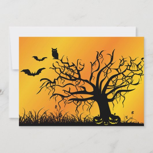 Halloween-Design mit Fledermäusen, Bäumen und Kürp (Vorderseite)