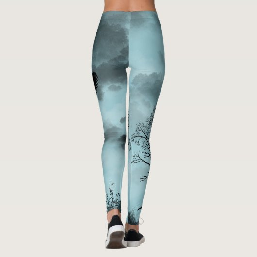 Halloween-Design mit Rabe Leggings (Rückseite)