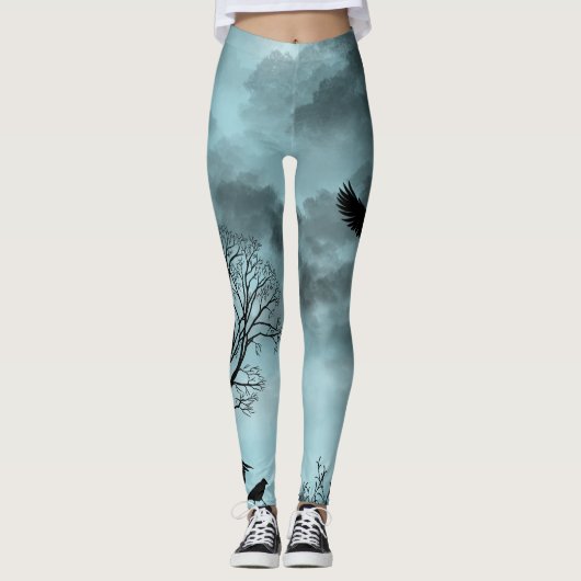 Halloween-Design mit Rabe Leggings (Vorderseite)