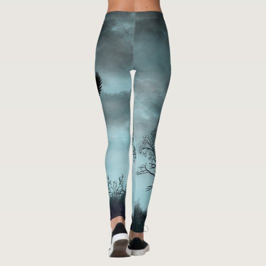 Halloween-Design mit Rabe Leggings (Rückseite)