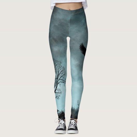 Halloween-Design mit Rabe Leggings (Vorderseite)