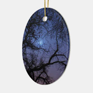 Halloween Design mit Spooky Tree and Moon Keramik Ornament